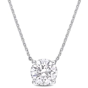 1 4/5 CT TGW Created Moissanite Solitaire Pendant With Chain in 14k White Gold