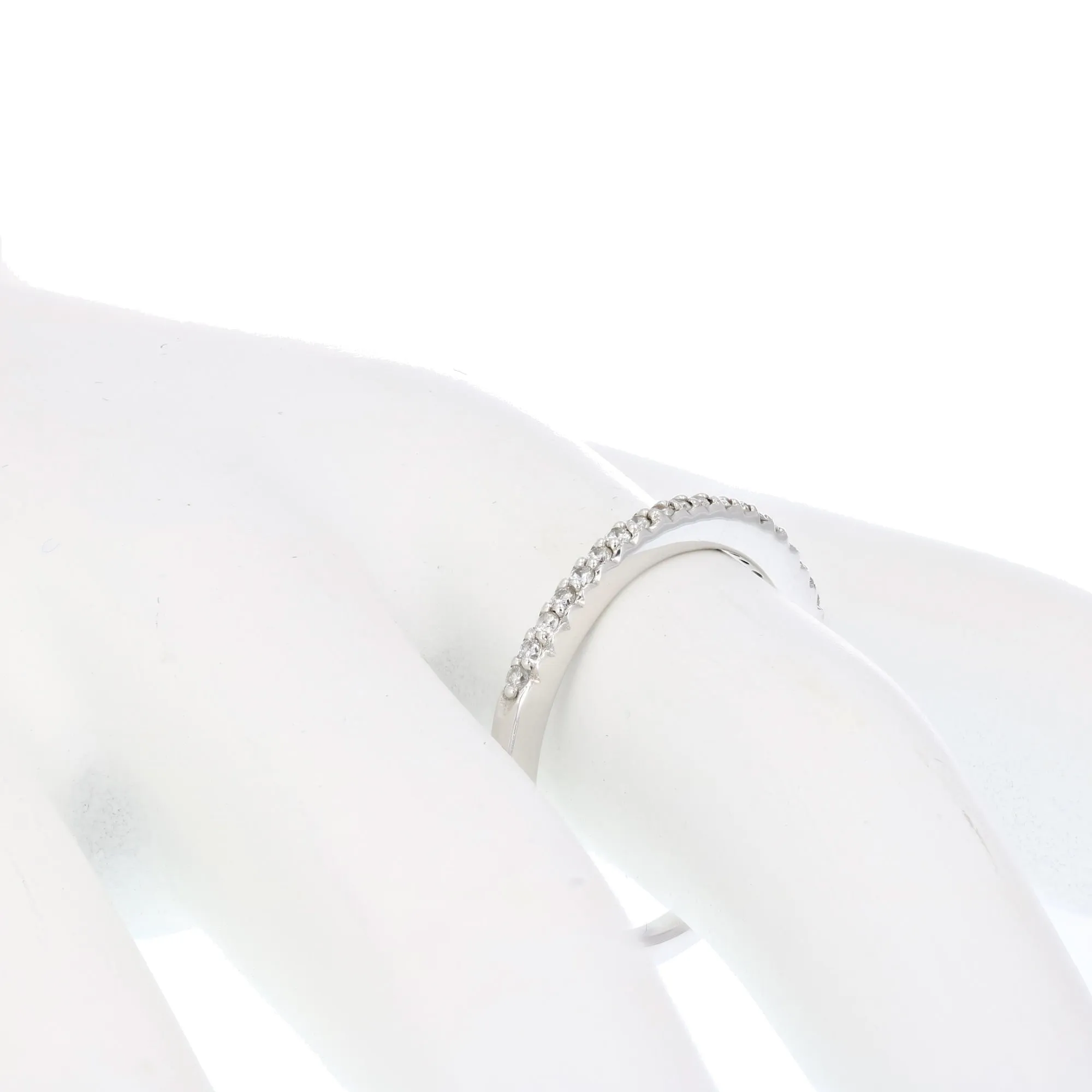1/10 cttw Mircopave Petite Round Diamond Wedding Band for Women in 10K White Gold Prong Set