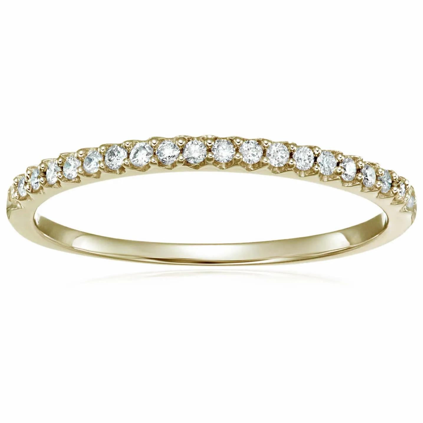 1/10 cttw Mircopave Petite Round Diamond Wedding Band for Women in 10K White Gold Prong Set