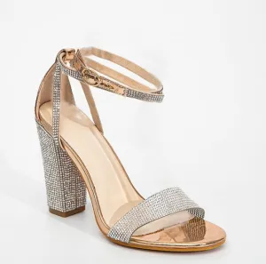 2024 summer women's new rhinestone chunky high heel one line buckle outdoor fashion sexy high heel sandals