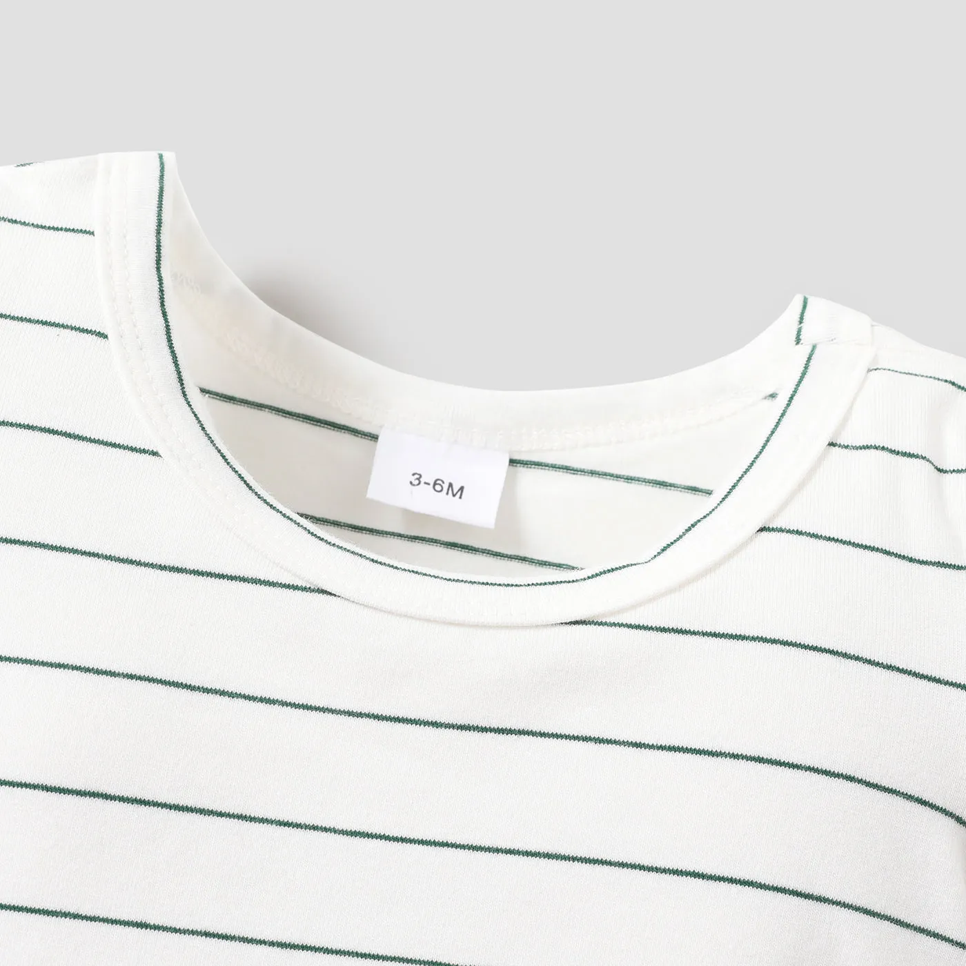 2pcs Stripe Print Pocket Decor Short-sleeve Baby Set