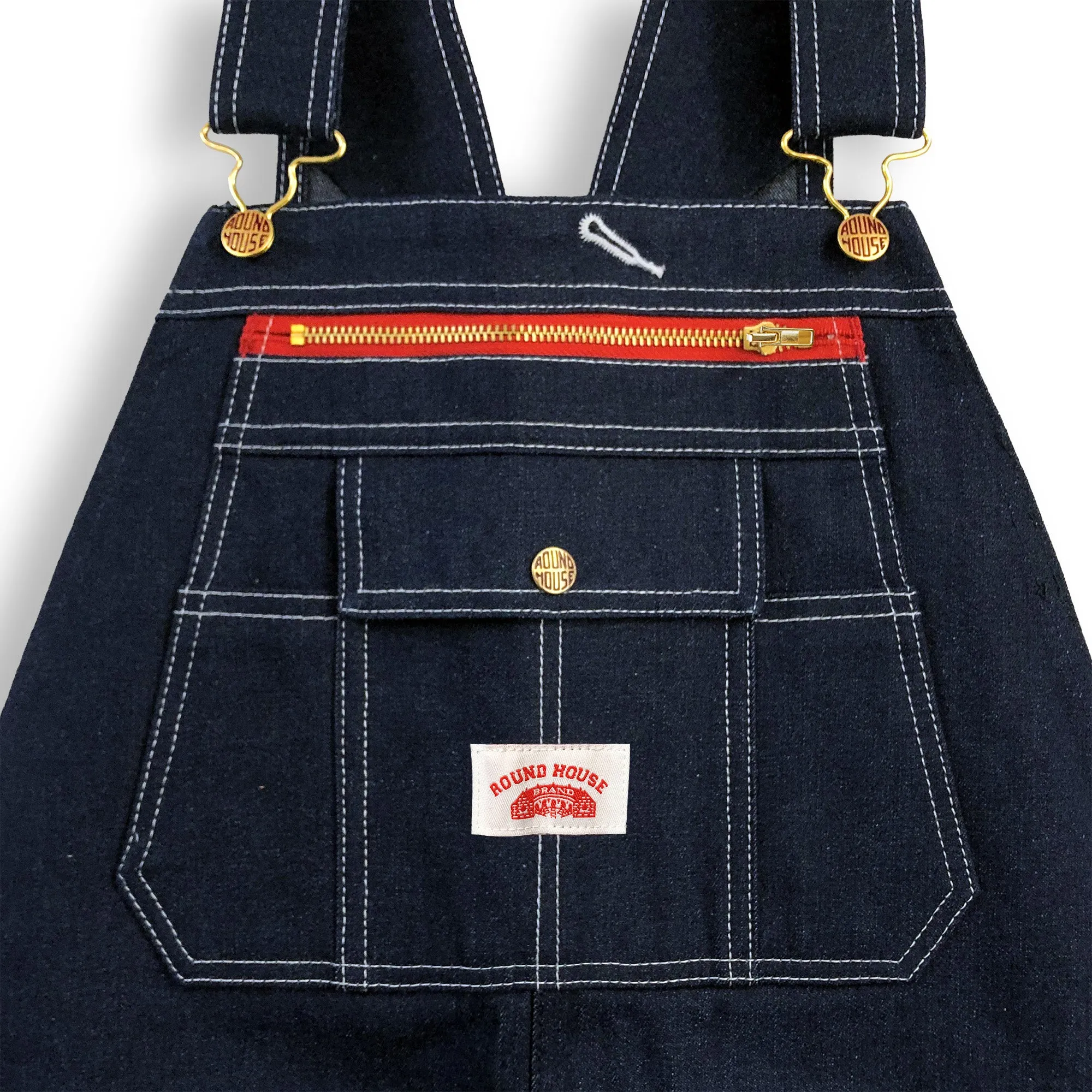 #980 Utility Zipper-Bib Blue Denim Overalls - IRREGULARS