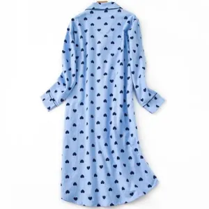 ASHER FASHION Women's Sleepwear Long Flannel Nightgown Button Down Sleepshirt Long Sleeve Nightshirt