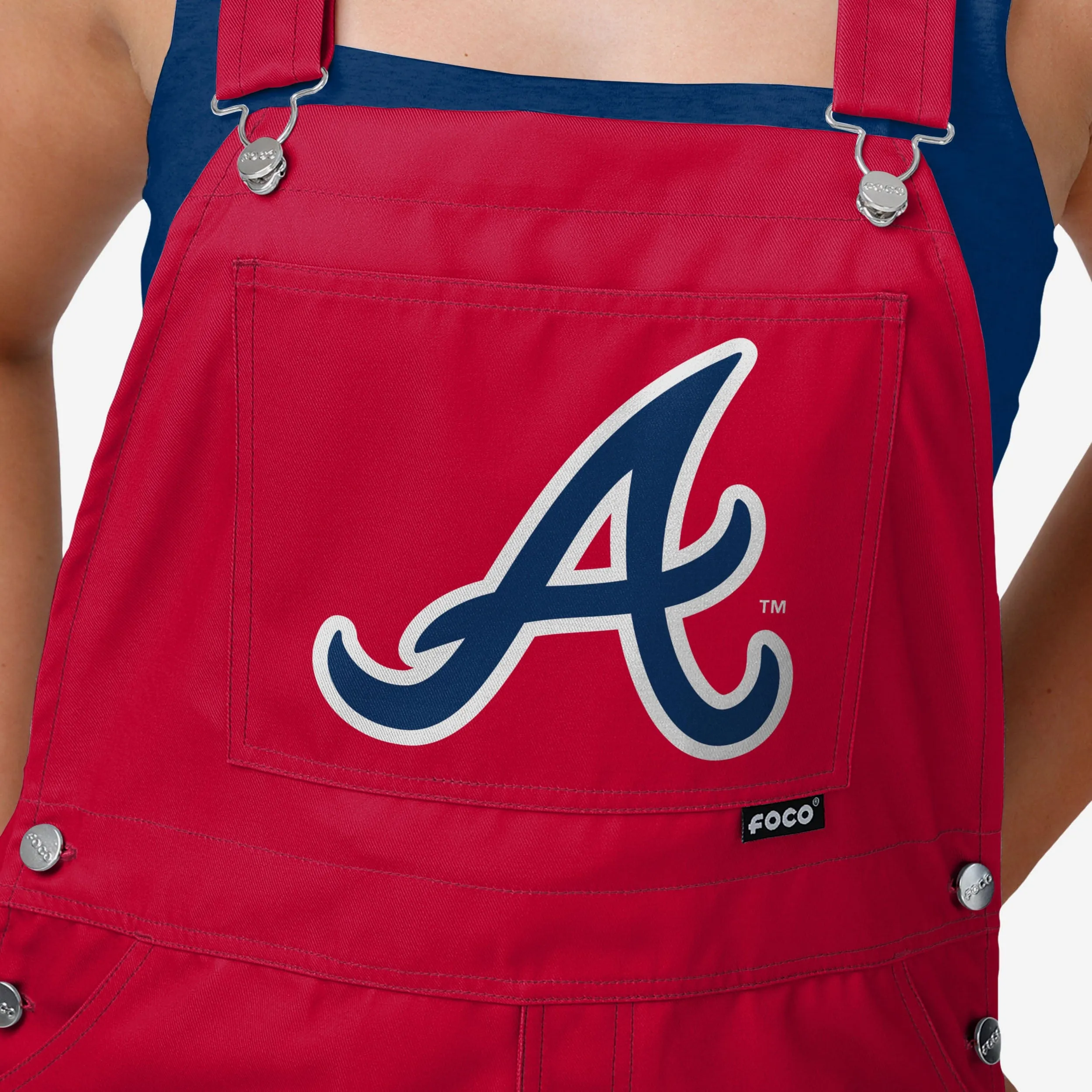 Atlanta Braves Womens Big Logo Bib Overalls