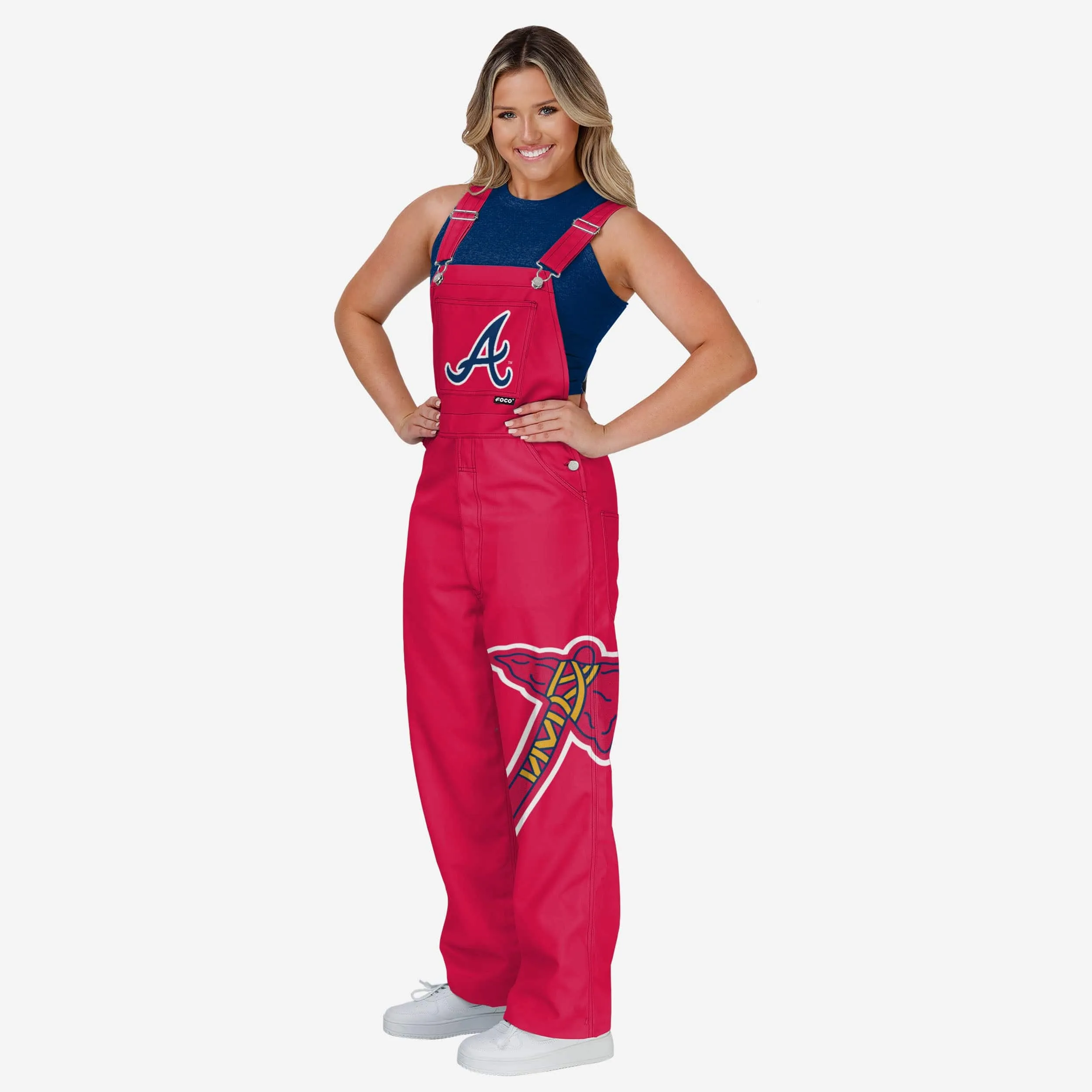 Atlanta Braves Womens Big Logo Bib Overalls