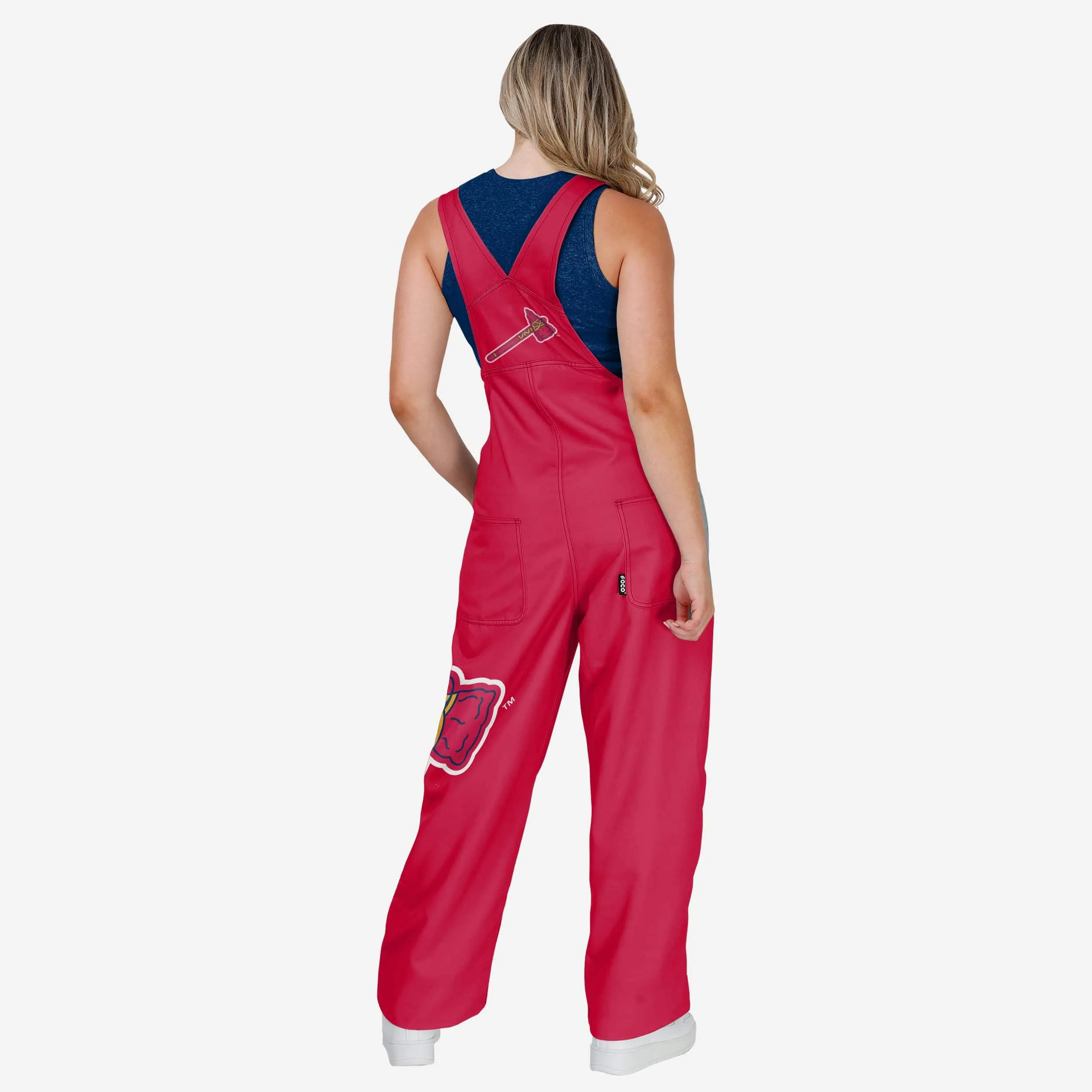 Atlanta Braves Womens Big Logo Bib Overalls