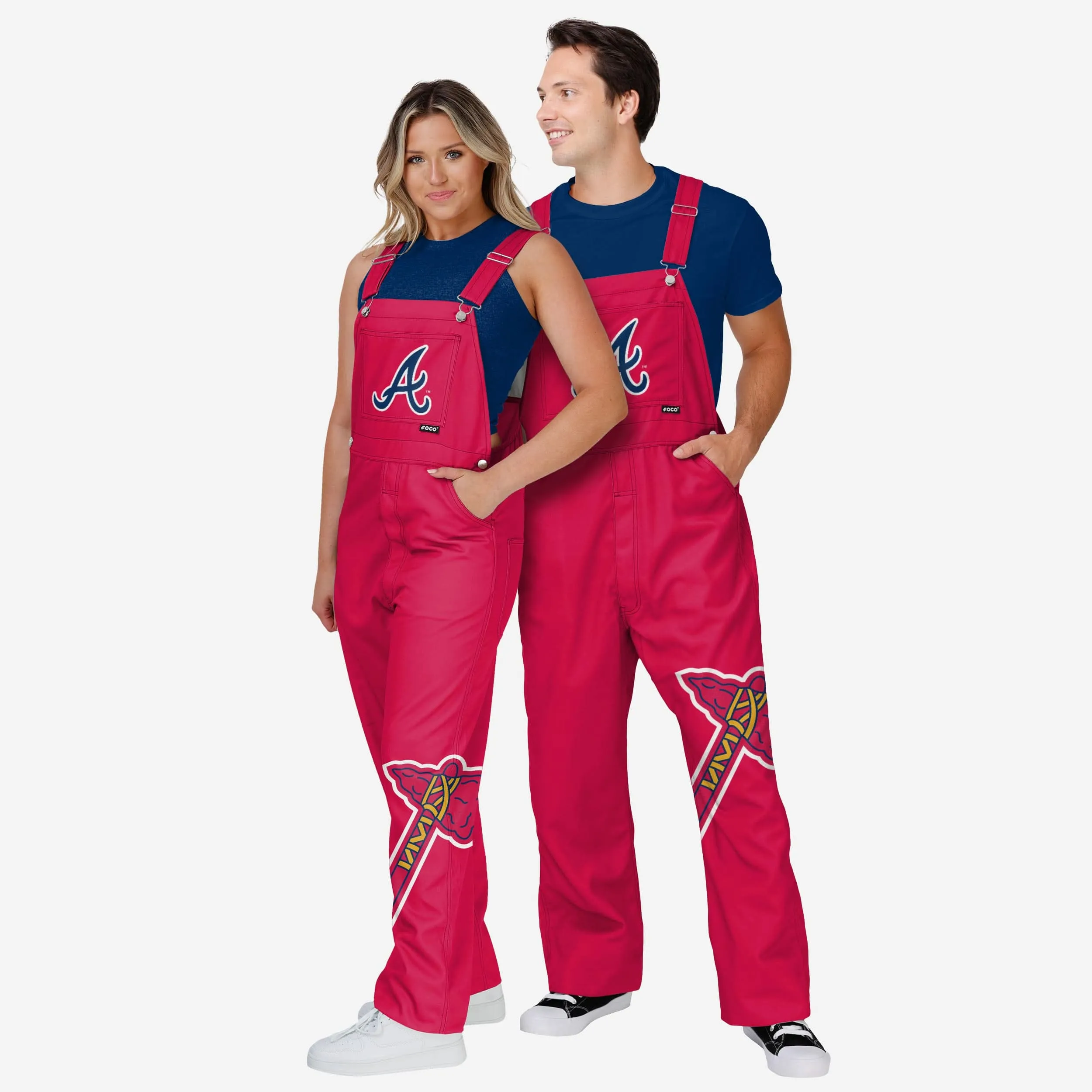 Atlanta Braves Womens Big Logo Bib Overalls