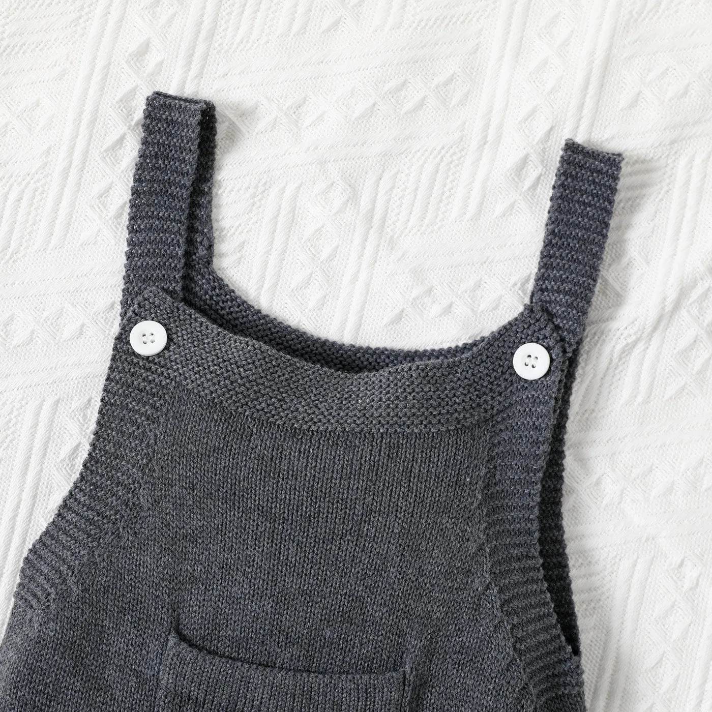Baby Boy/Girl Solid Knitted Sleeveless Jumpsuit Overalls