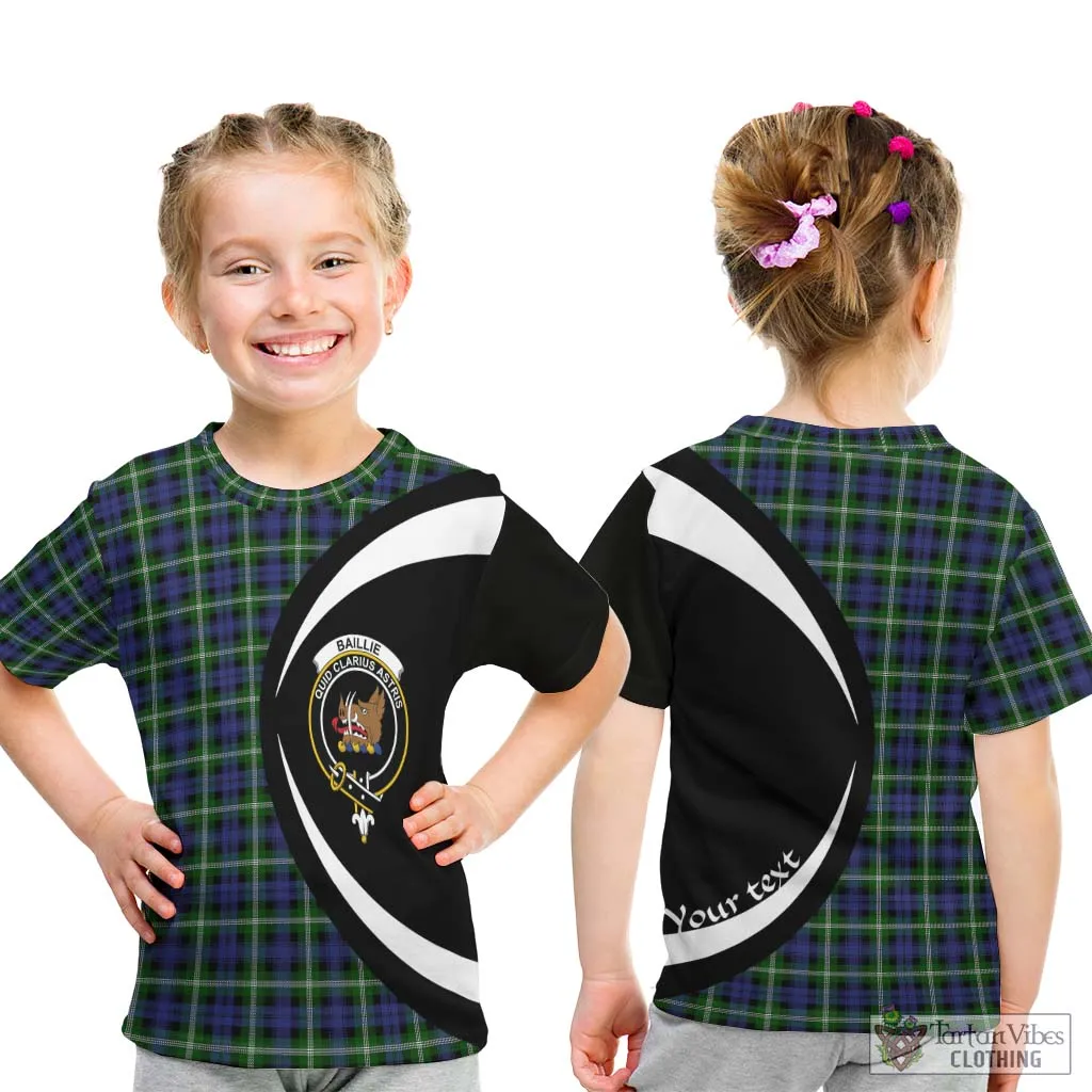 Baillie (Bailey) Tartan Kid T-Shirt with Family Crest Circle Style