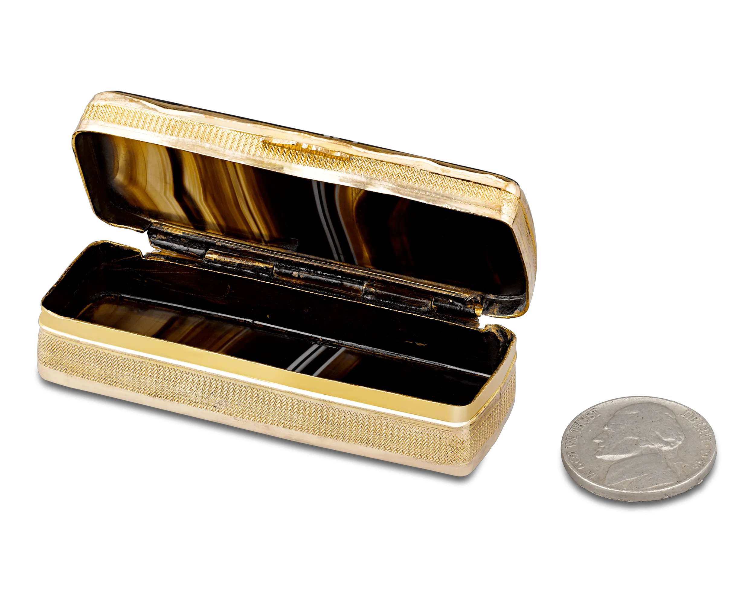 Black Agate and Gold Neoclassical Snuff Box