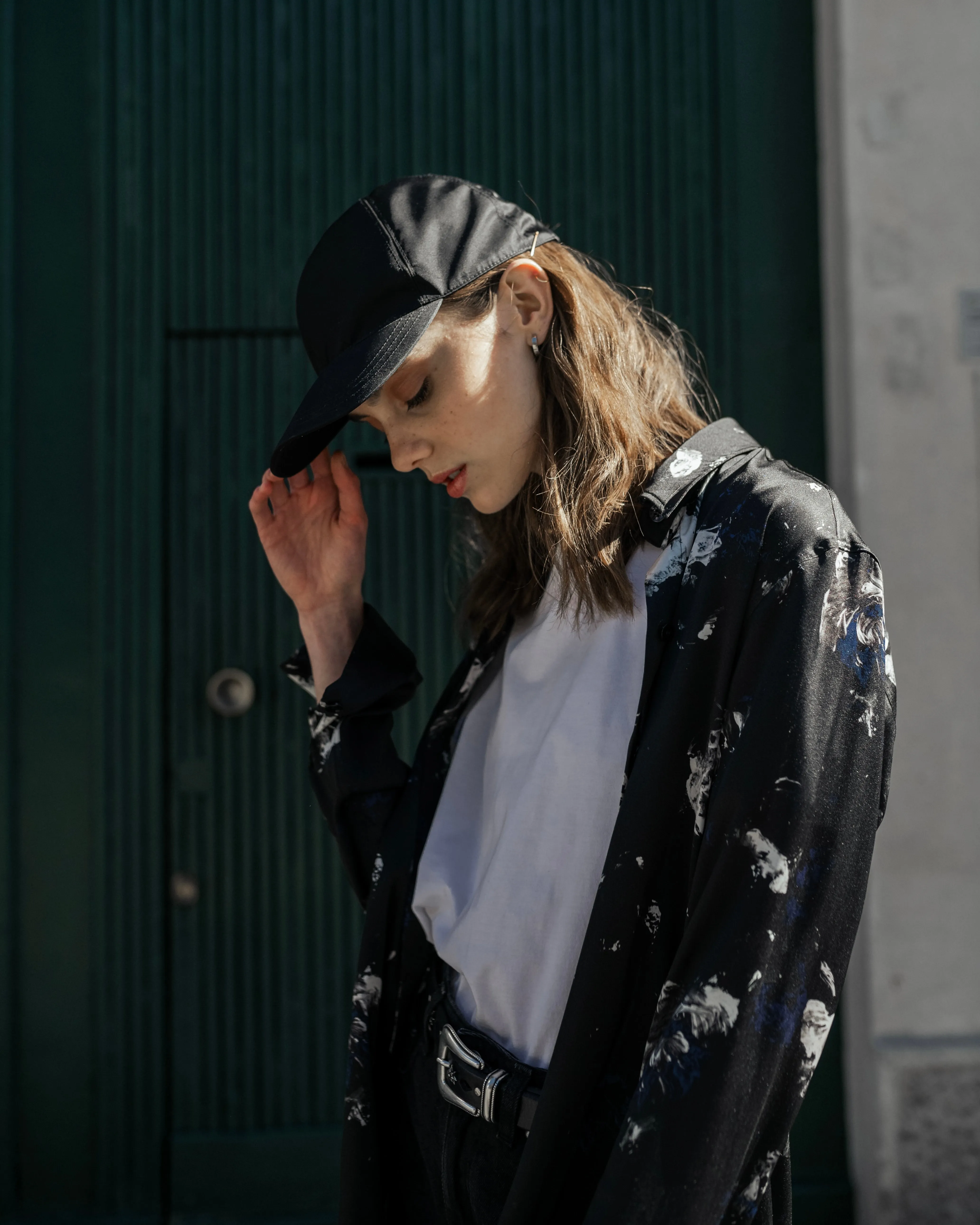 BLACK SILK BASEBALL CAP