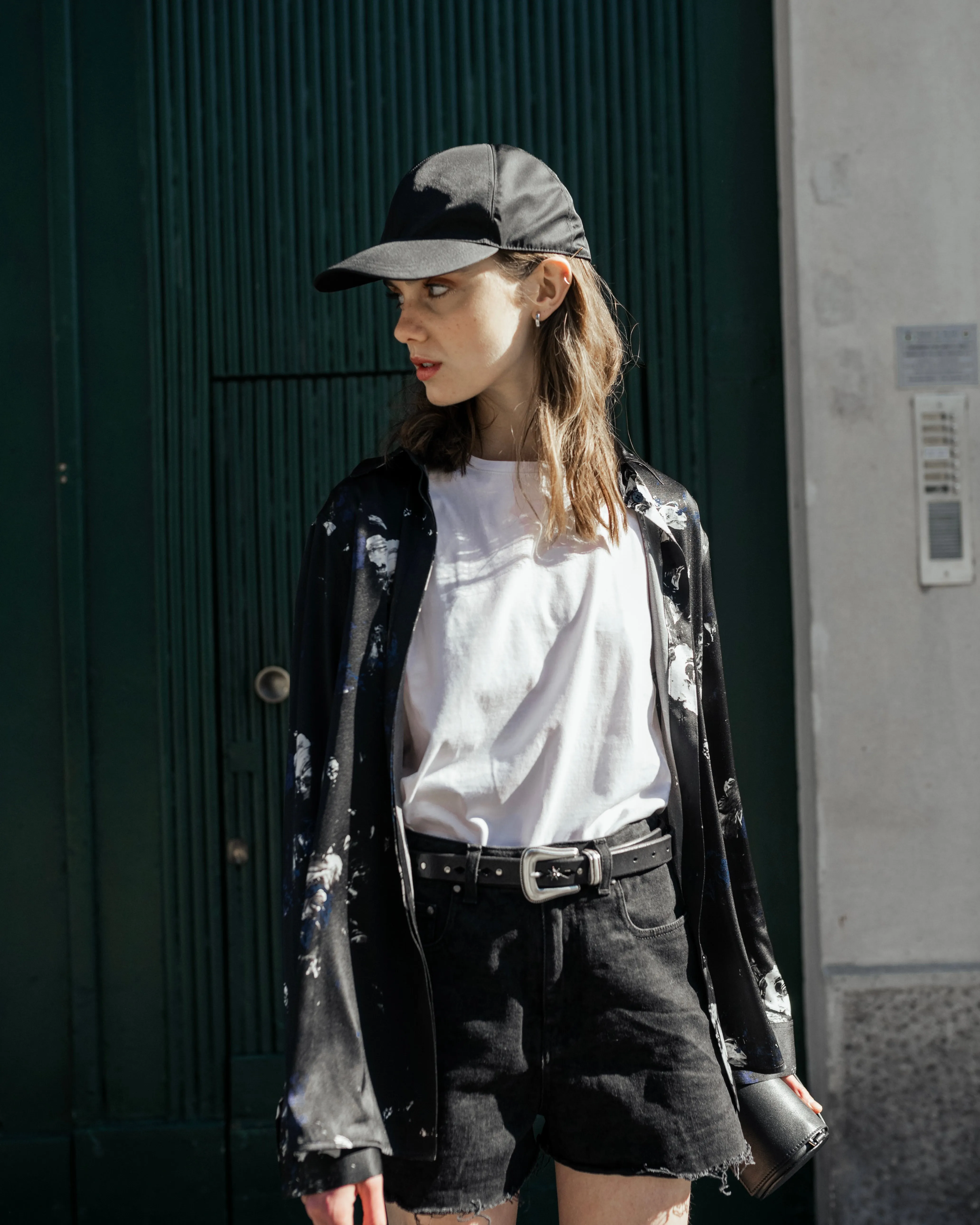 BLACK SILK BASEBALL CAP