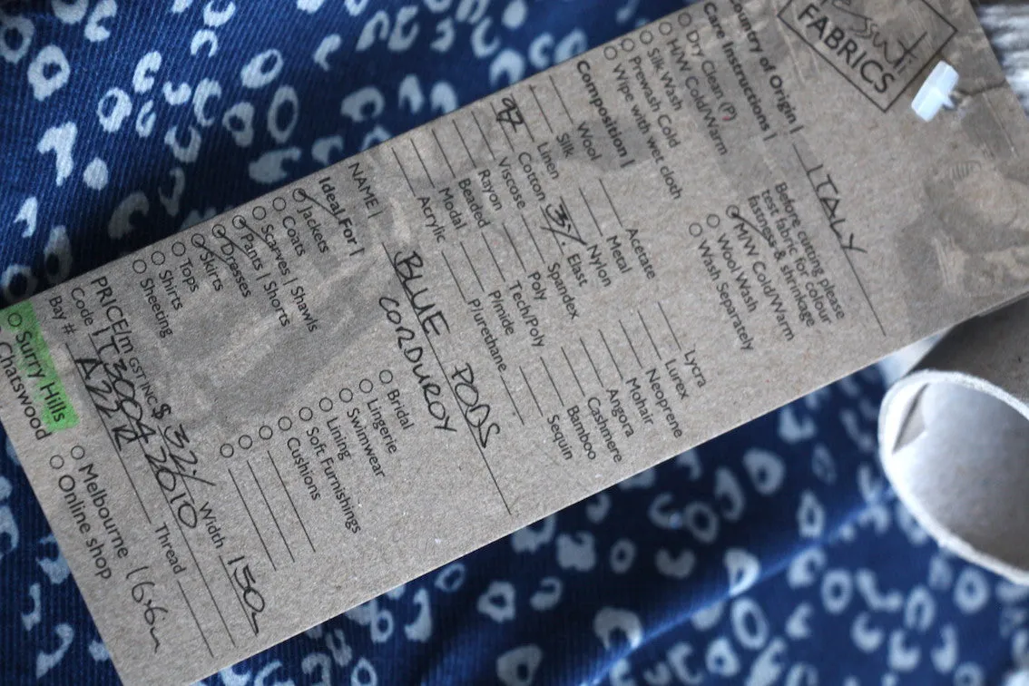 Blue Pods - Printed Corduroy