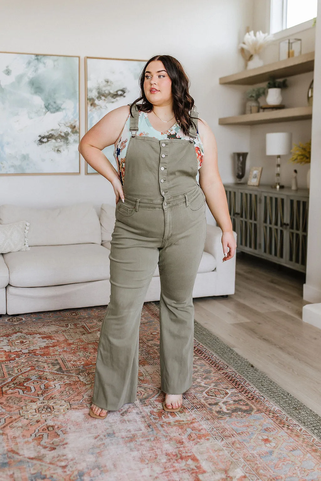 Boise Control Top Release Hem Overalls in Olive