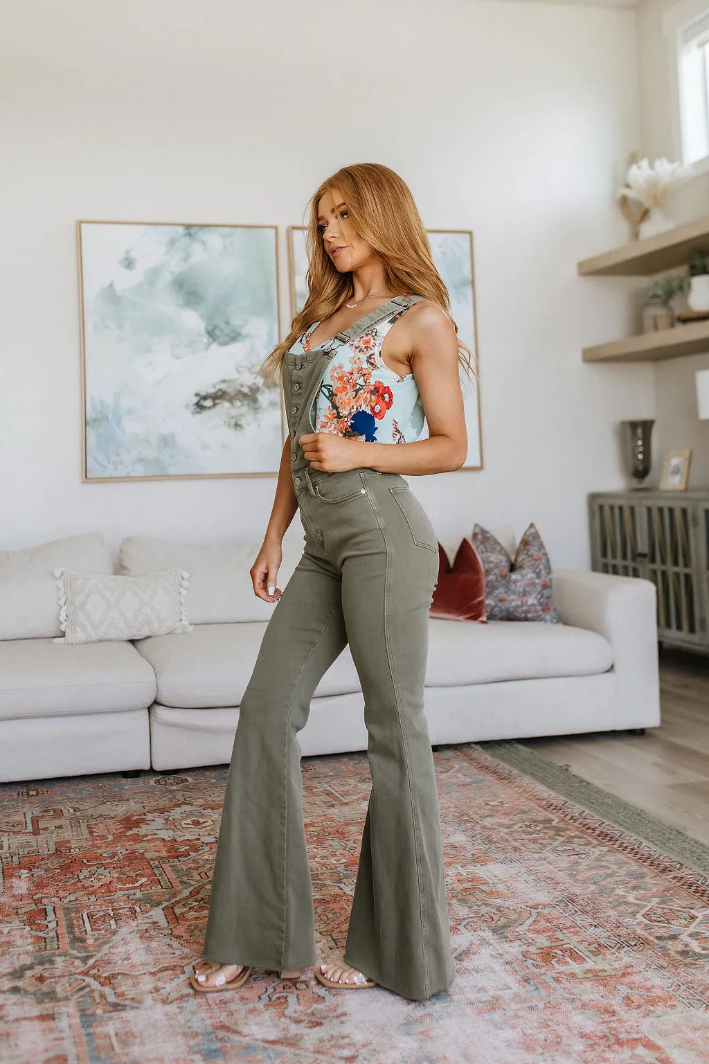 Boise Control Top Release Hem Overalls in Olive