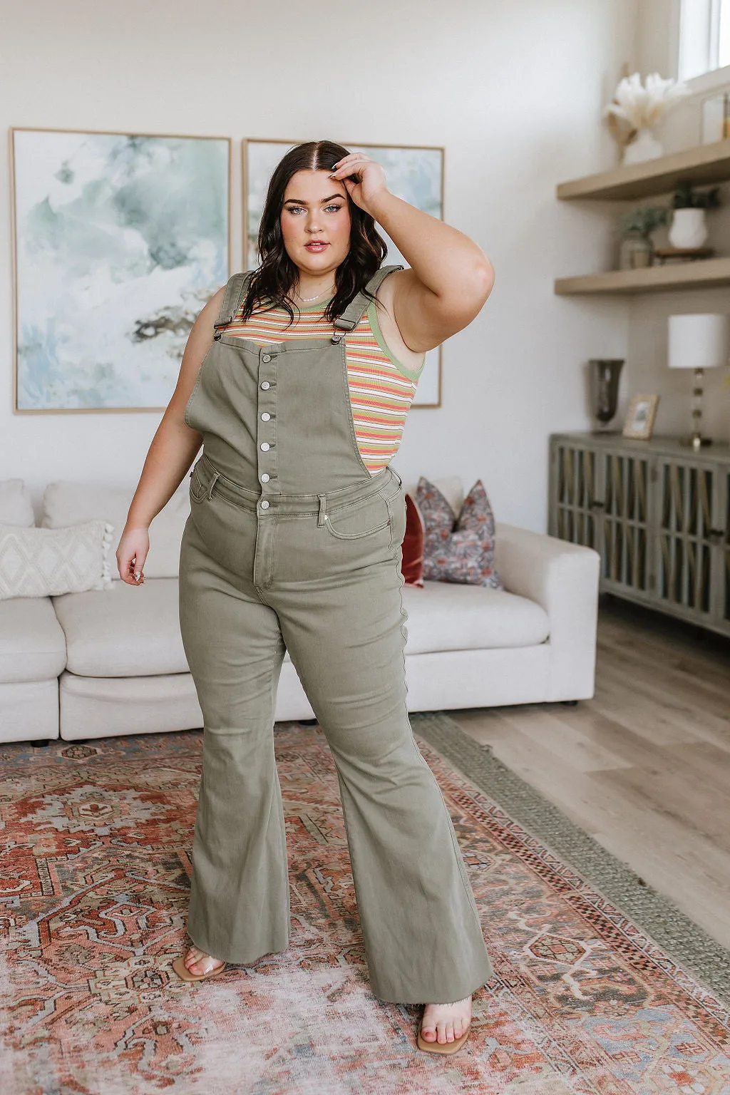 Boise Control Top Release Hem Overalls in Olive