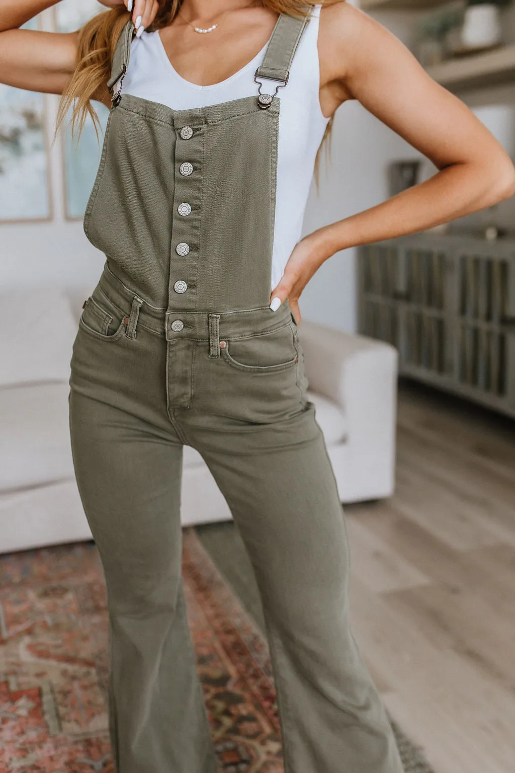 Boise Control Top Release Hem Overalls in Olive