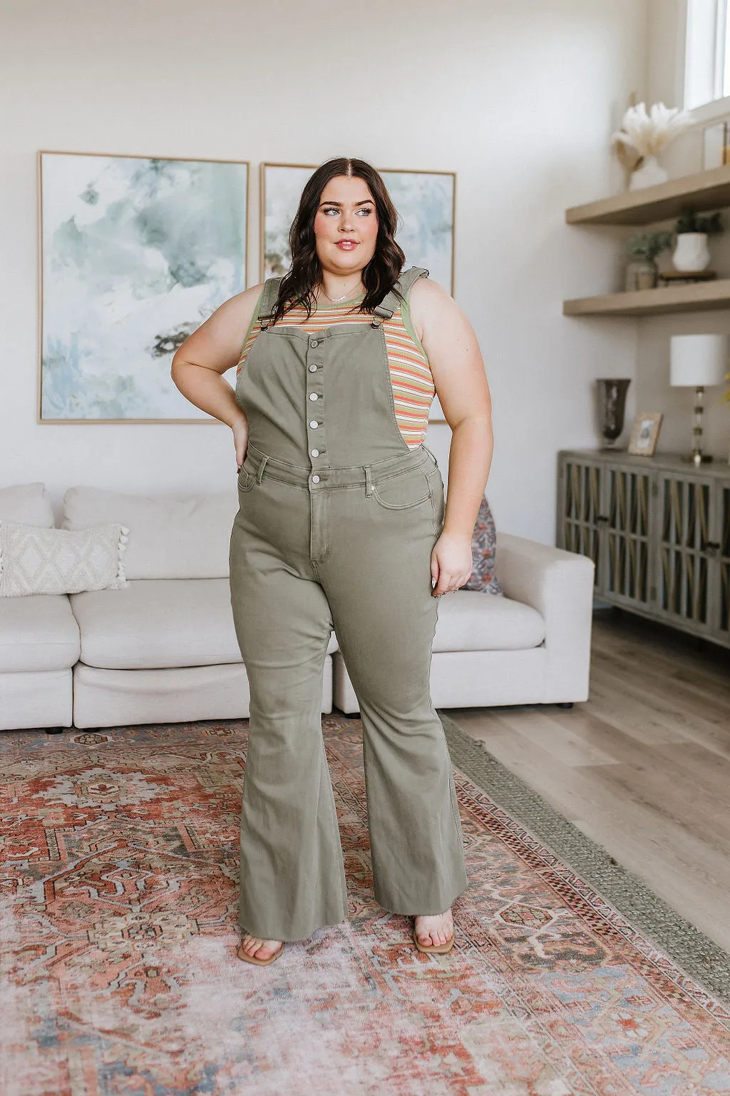 Boise Control Top Release Hem Overalls in Olive