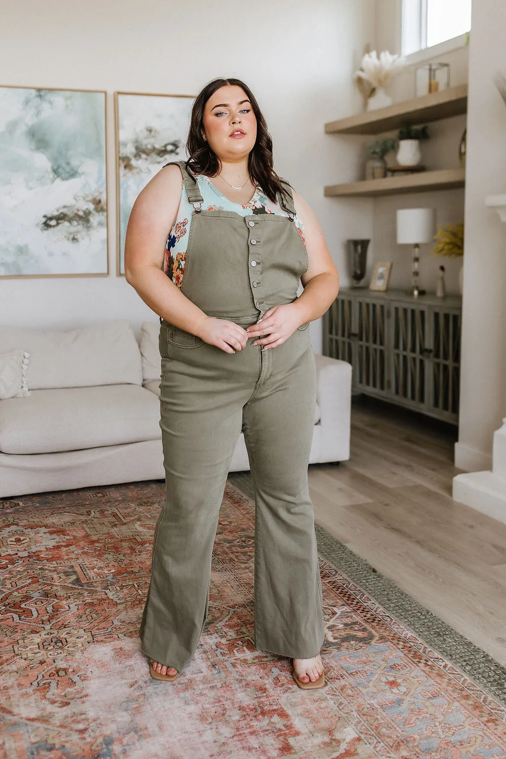 Boise Control Top Release Hem Overalls in Olive