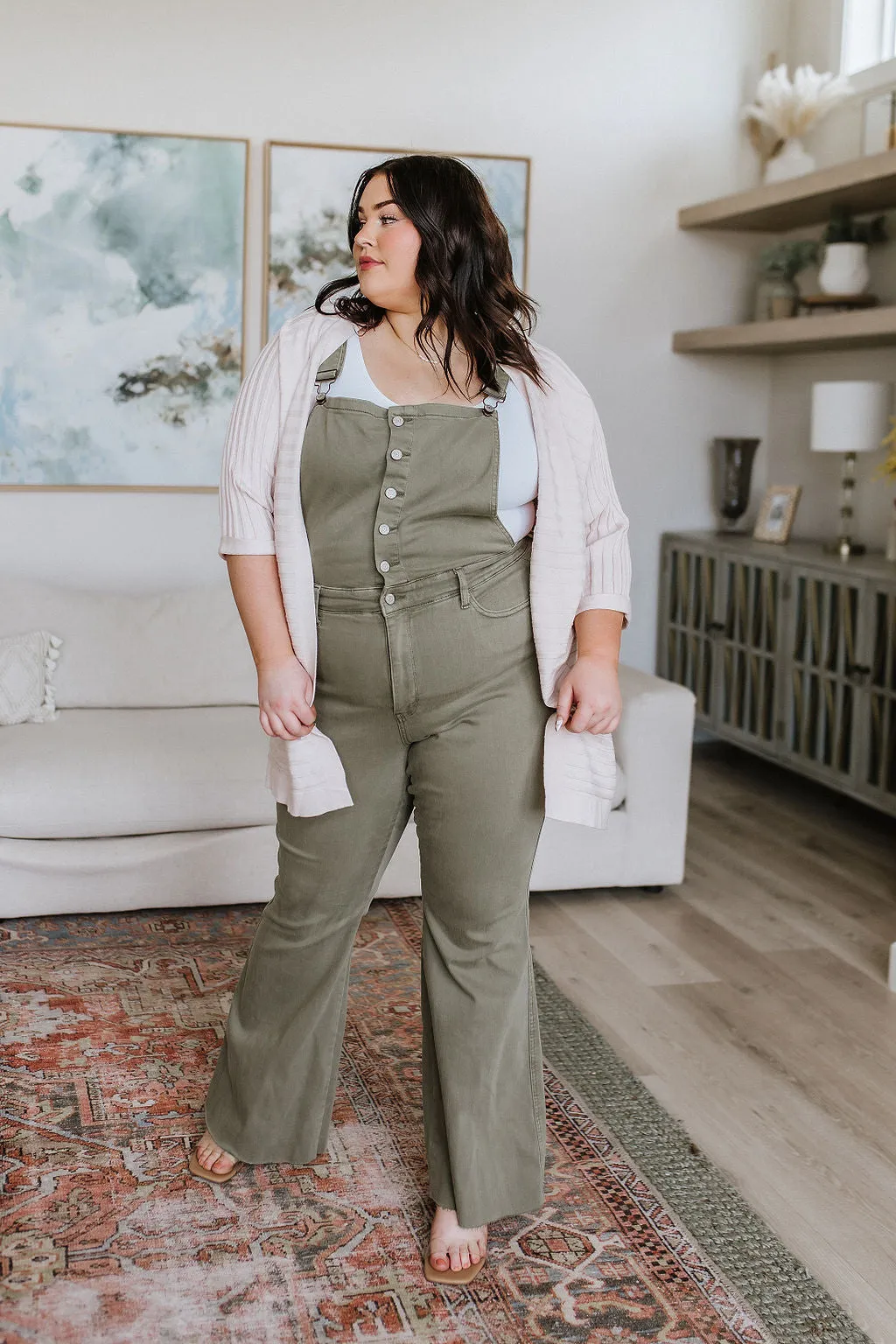Boise Control Top Release Hem Overalls in Olive