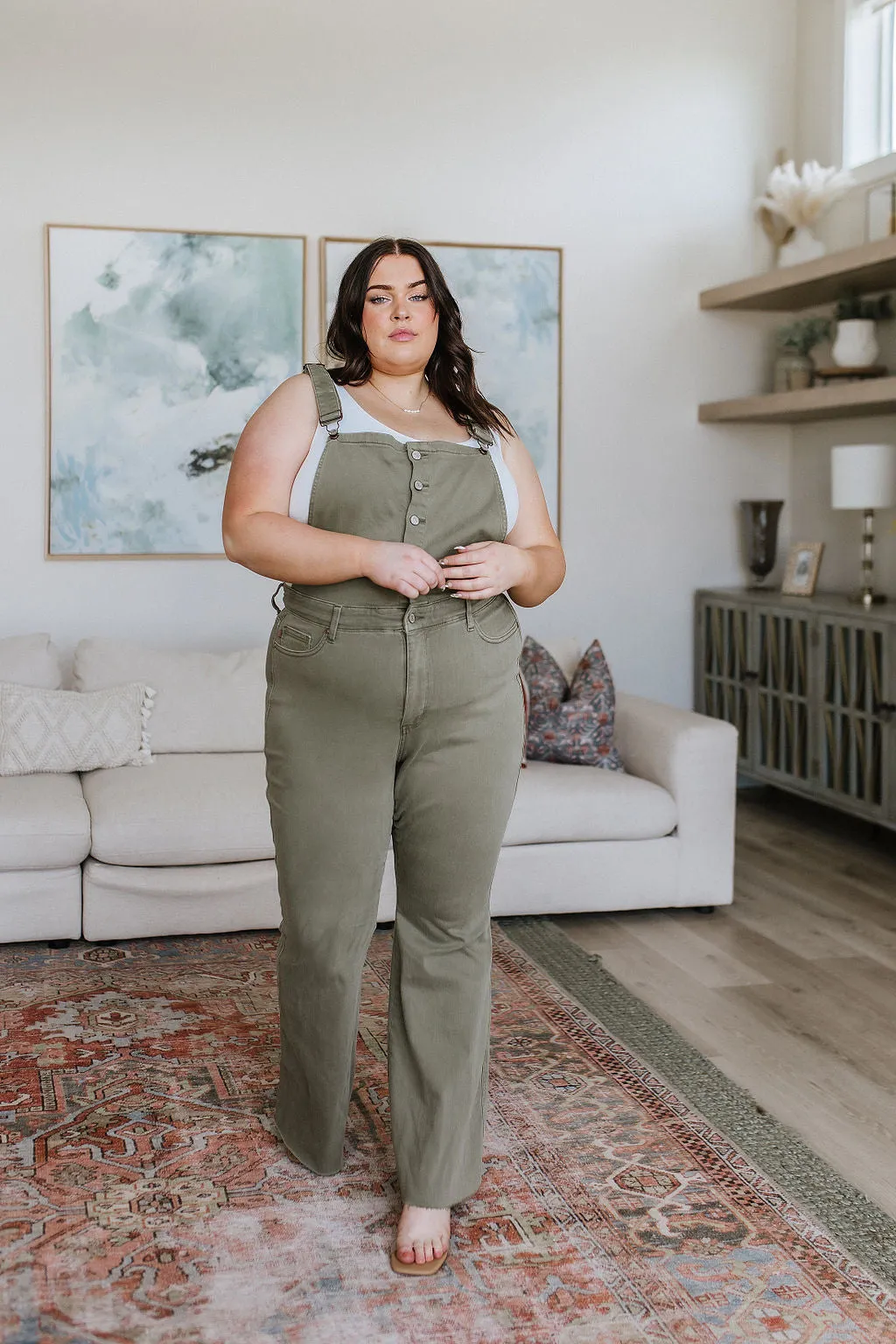 Boise Control Top Release Hem Overalls in Olive