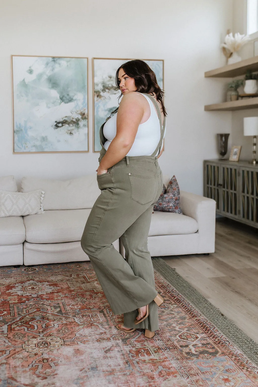 Boise Control Top Release Hem Overalls in Olive