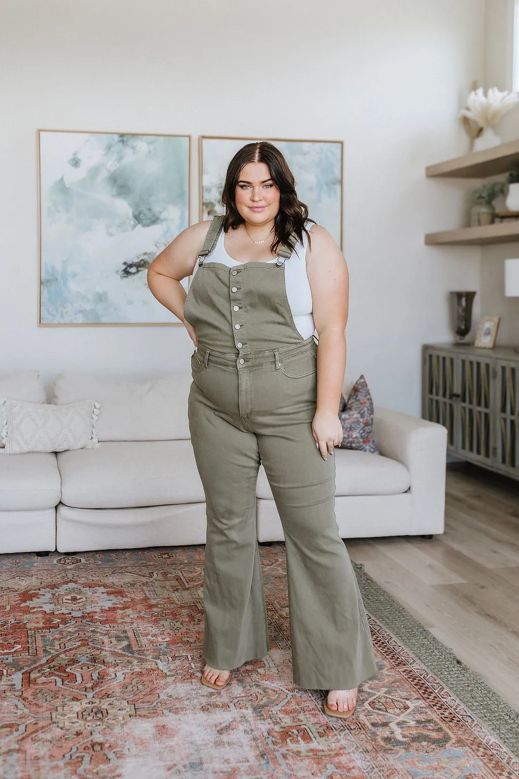 Boise Control Top Release Hem Overalls in Olive