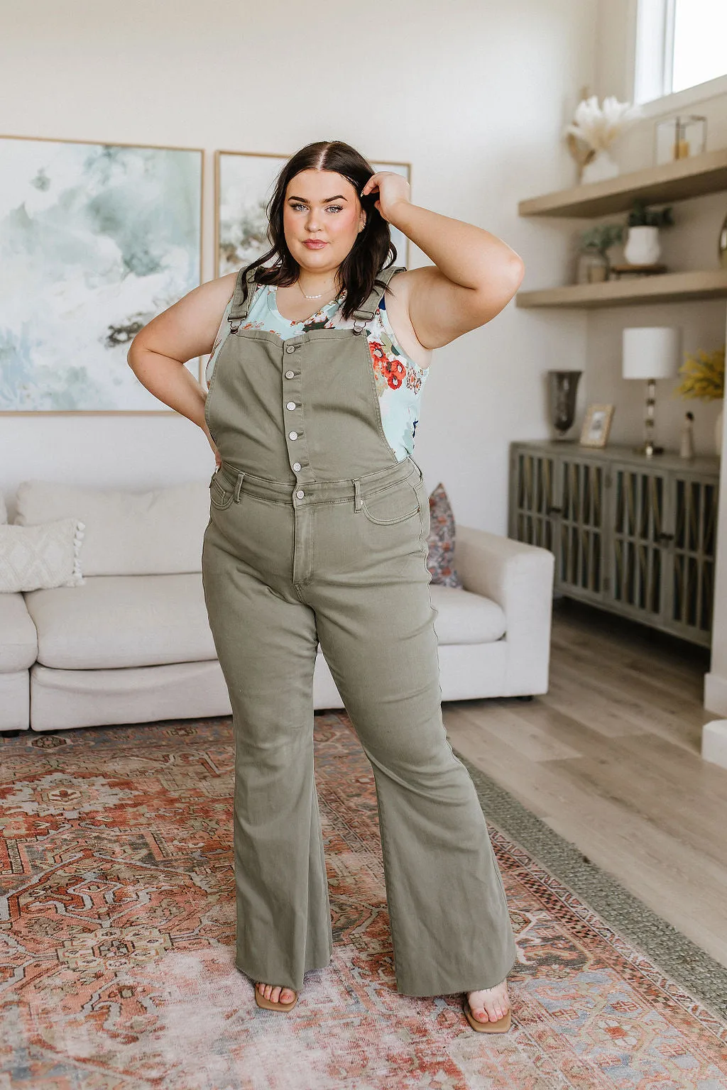 Boise Control Top Release Hem Overalls in Olive