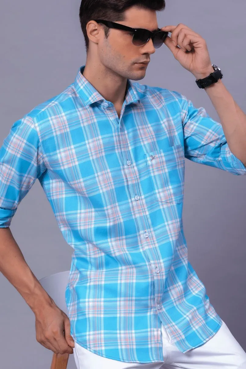 Bright Blue Checks - Full-Stain Proof