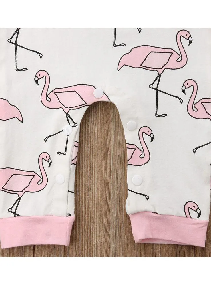 Cartoon Red-crowned Crane Sleeveless Jumpsuit Overalls with Pink Headband