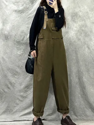 Casual Loose Cotton Western Dungarees Overalls
