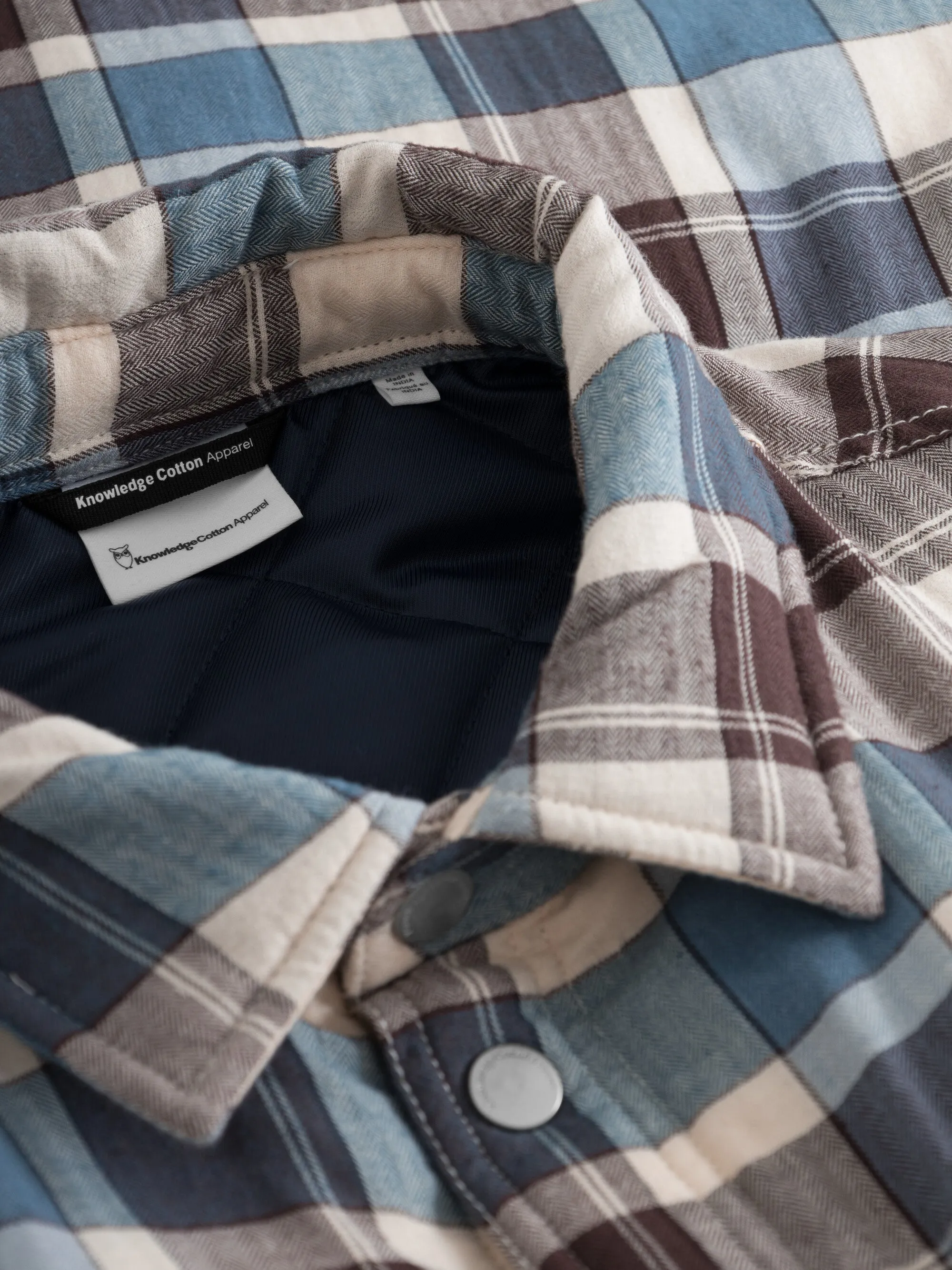 Checked loose fit padded overshirt - blue check