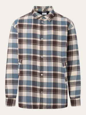Checked loose fit padded overshirt - blue check