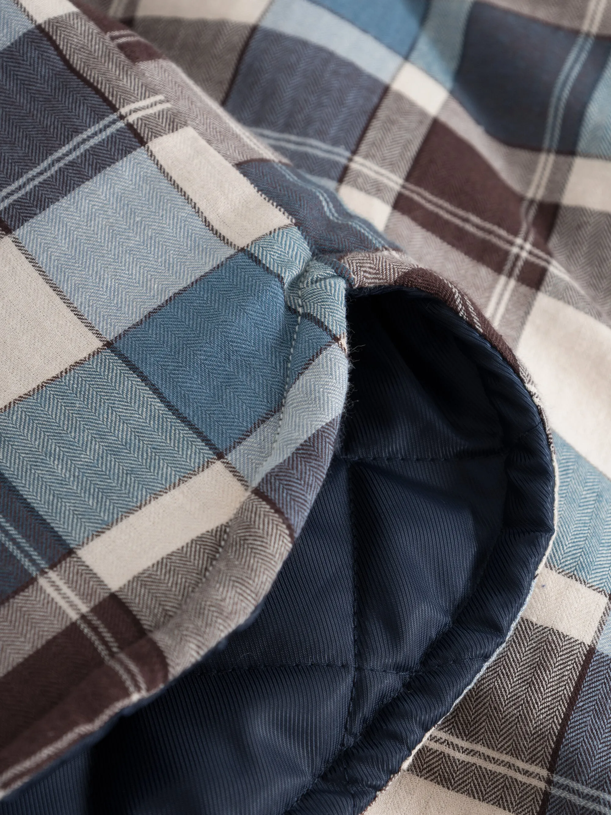 Checked loose fit padded overshirt - blue check