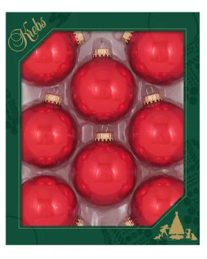 Christmas by Krebs Candy Apple Red 2.63 in Glass Christmas Tree Ornaments Set of 8