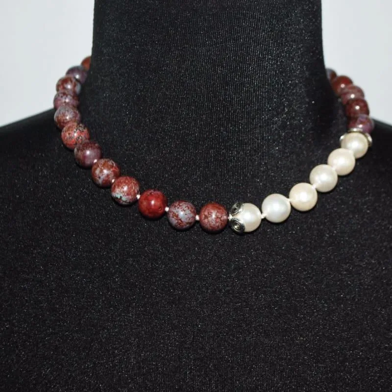 Coffee Brown Elegant Color Block Beaded Women's Necklace