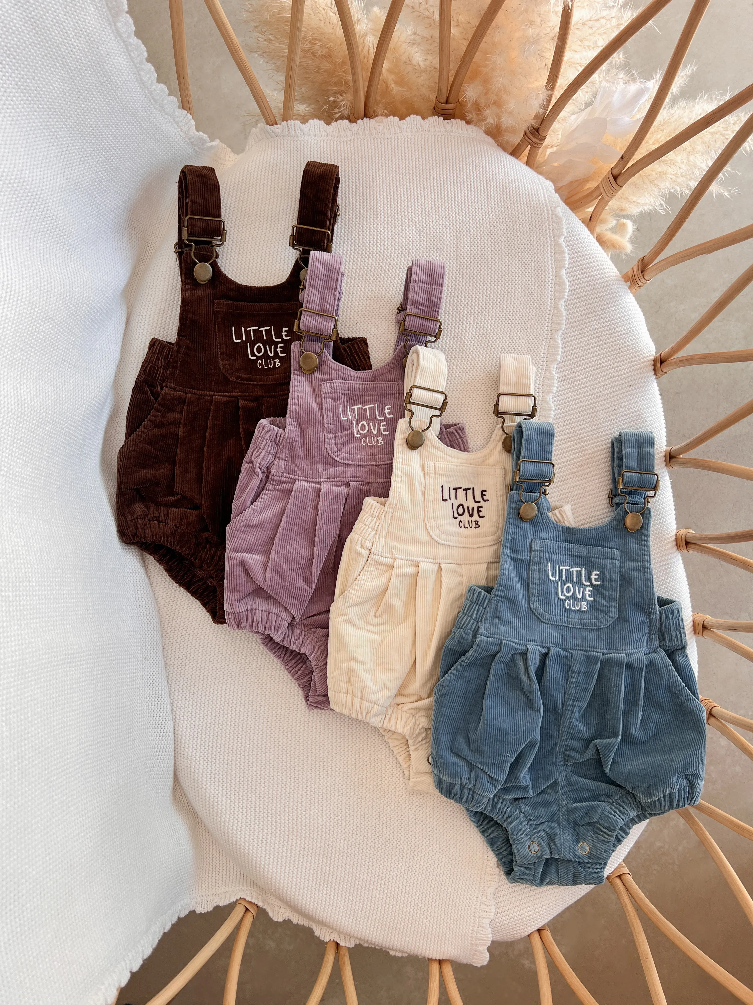 Corduroy 'Little Love Club' Overalls - Blue