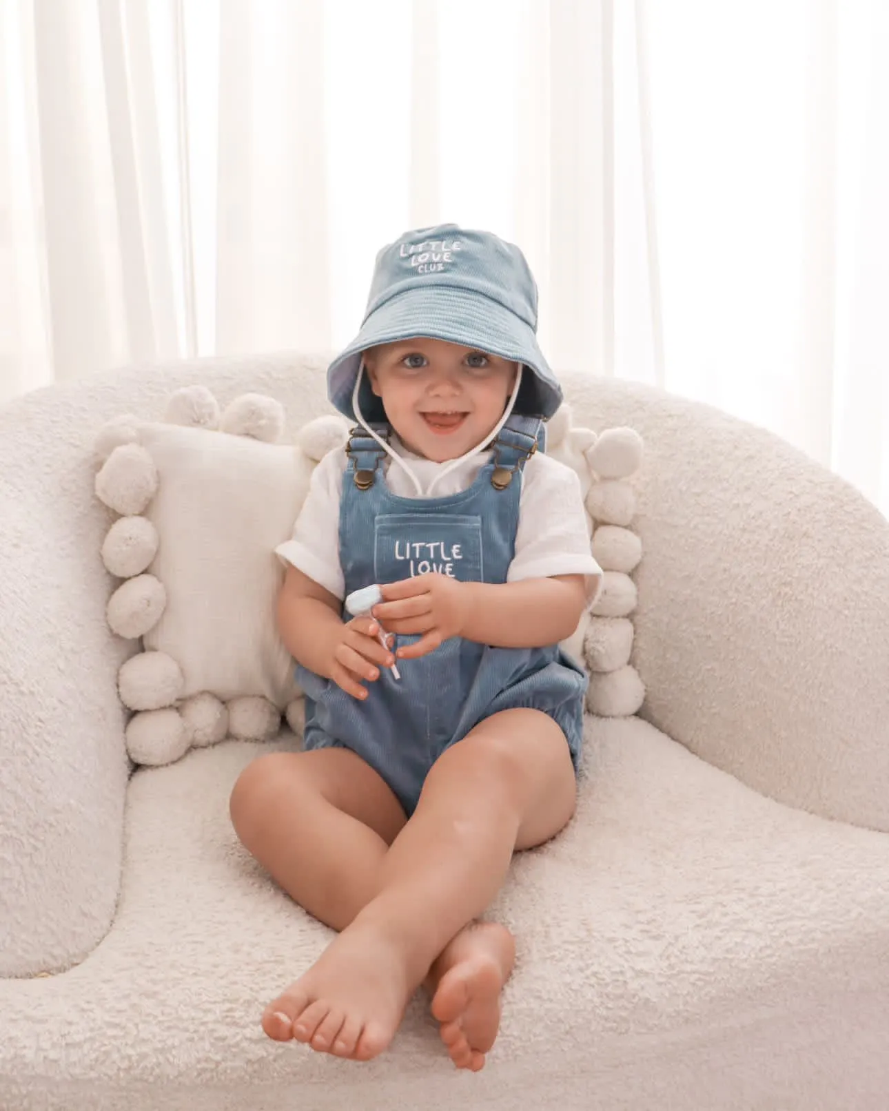 Corduroy 'Little Love Club' Overalls - Blue