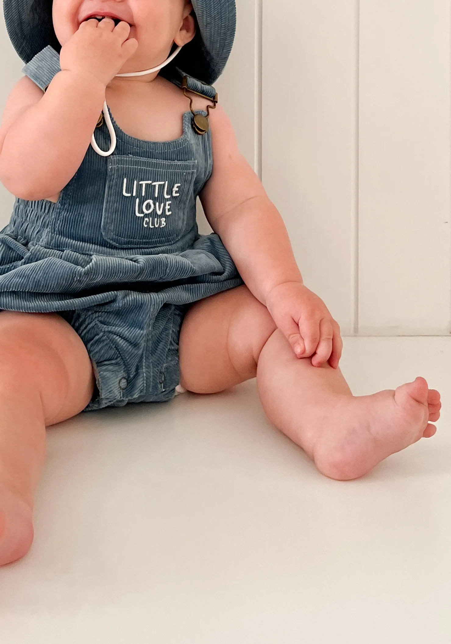 Corduroy 'Little Love Club' Overalls - Blue