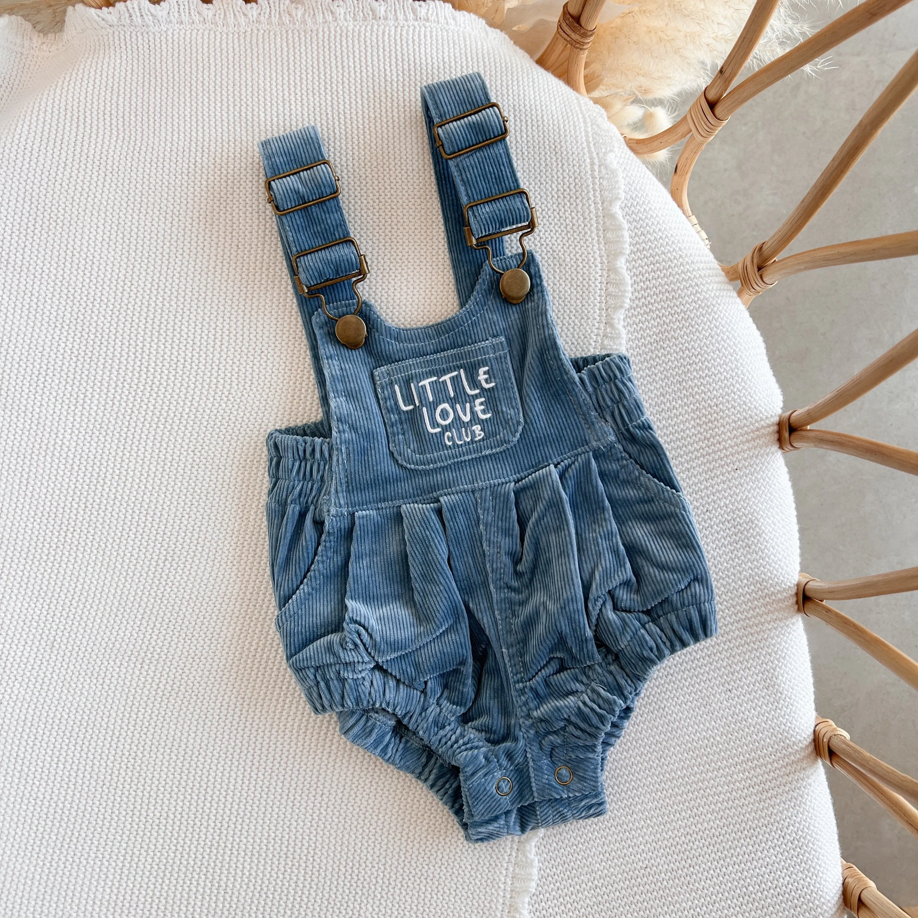 Corduroy 'Little Love Club' Overalls - Blue