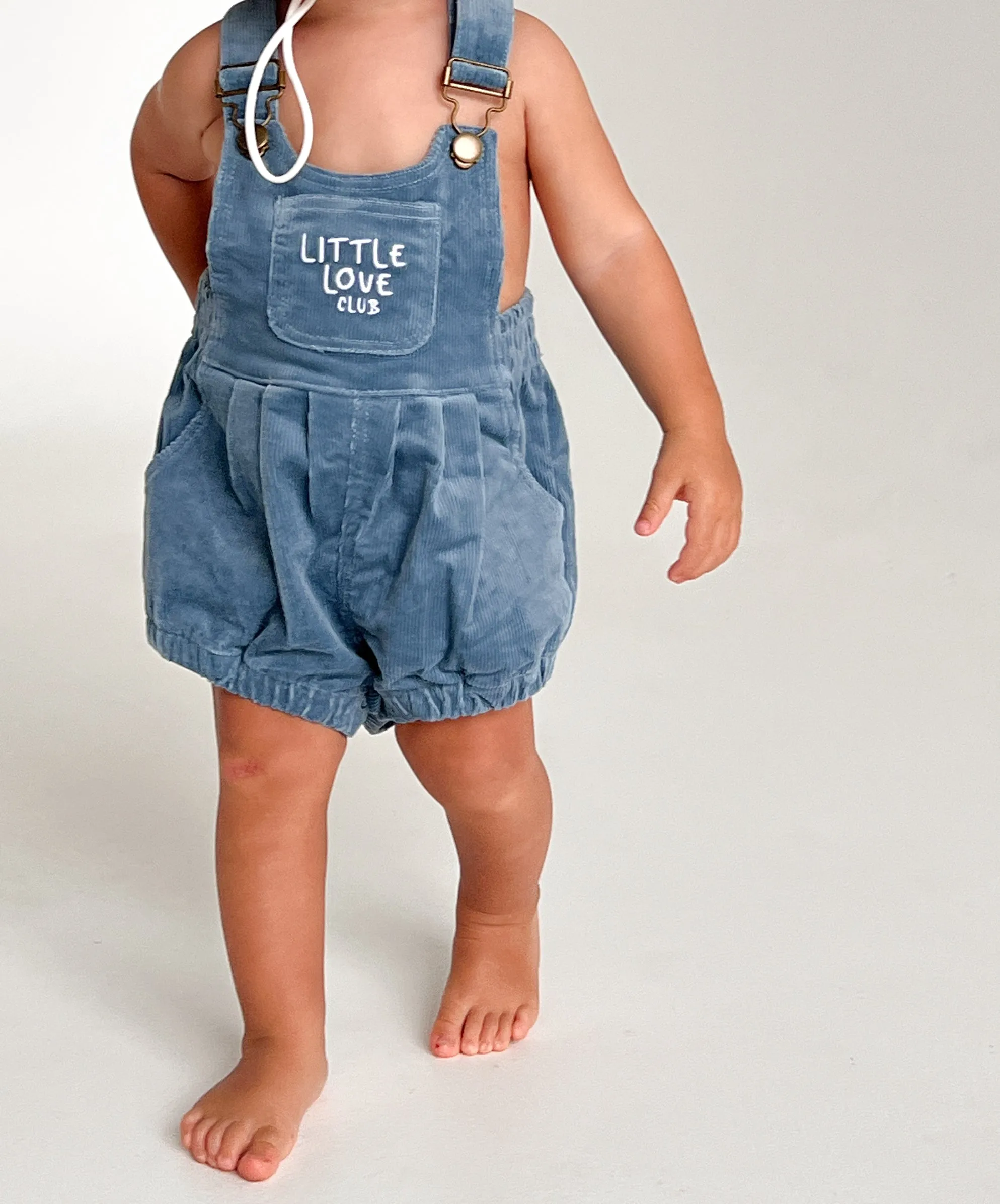 Corduroy 'Little Love Club' Overalls - Blue
