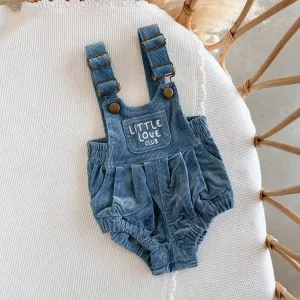 Corduroy 'Little Love Club' Overalls - Blue