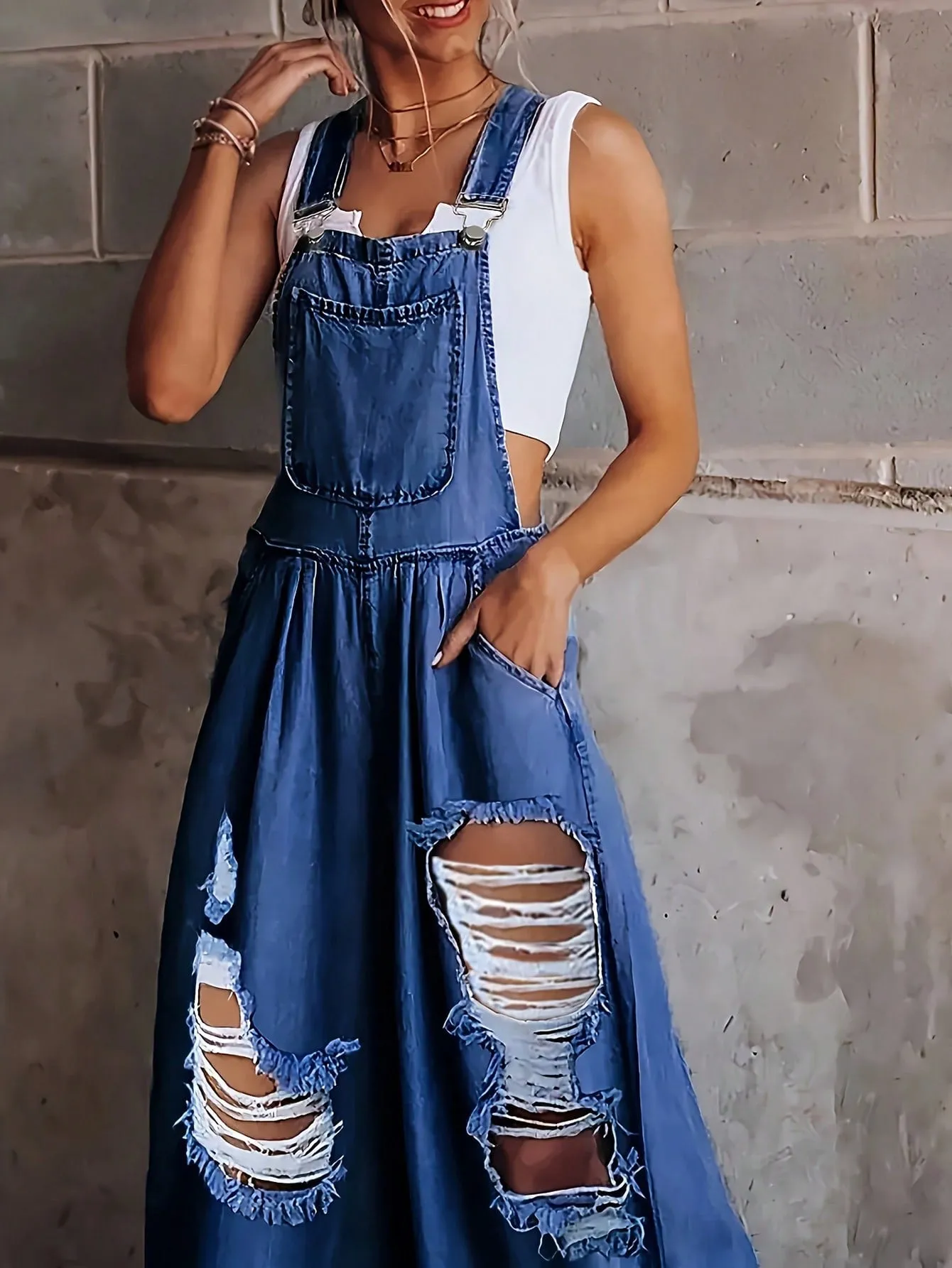Cowgirl Up Distressed Overalls