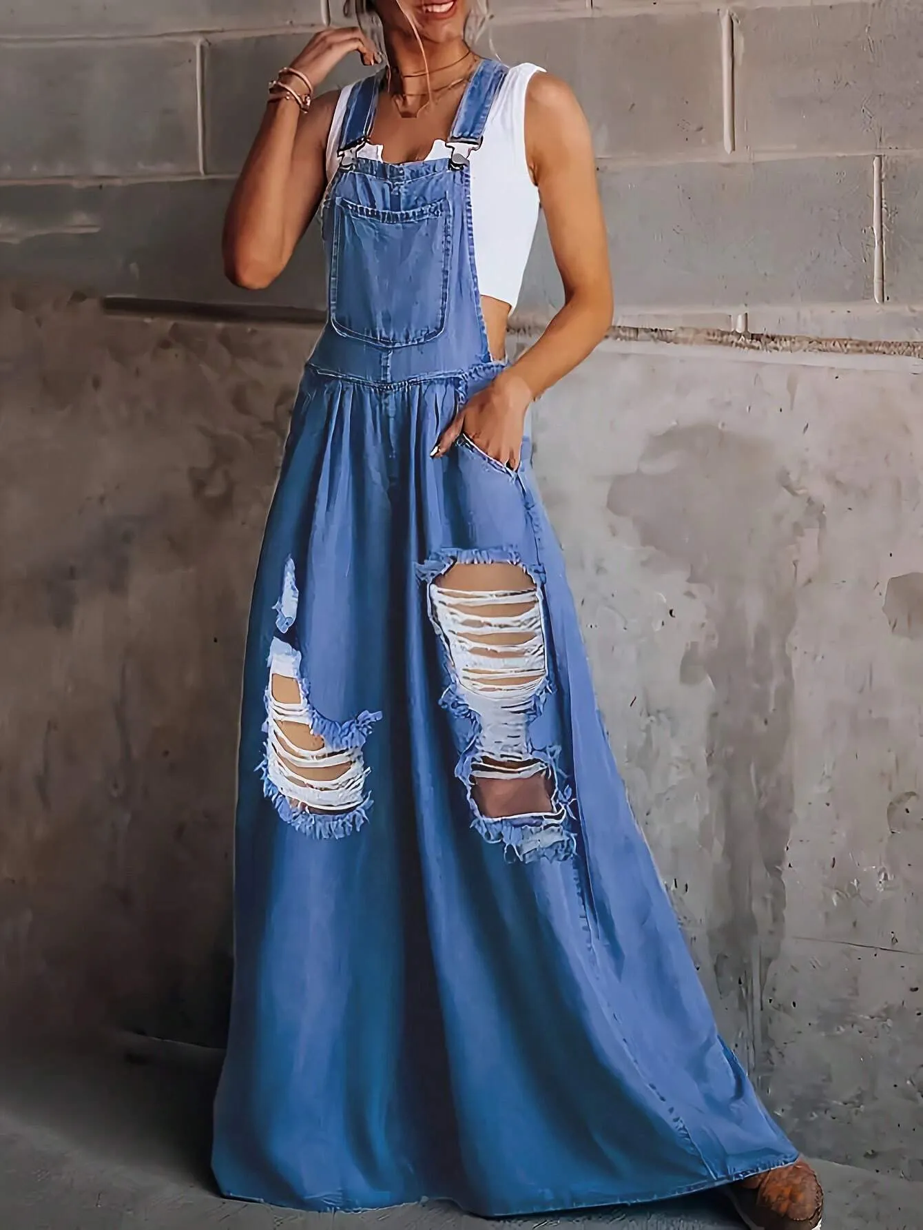 Cowgirl Up Distressed Overalls