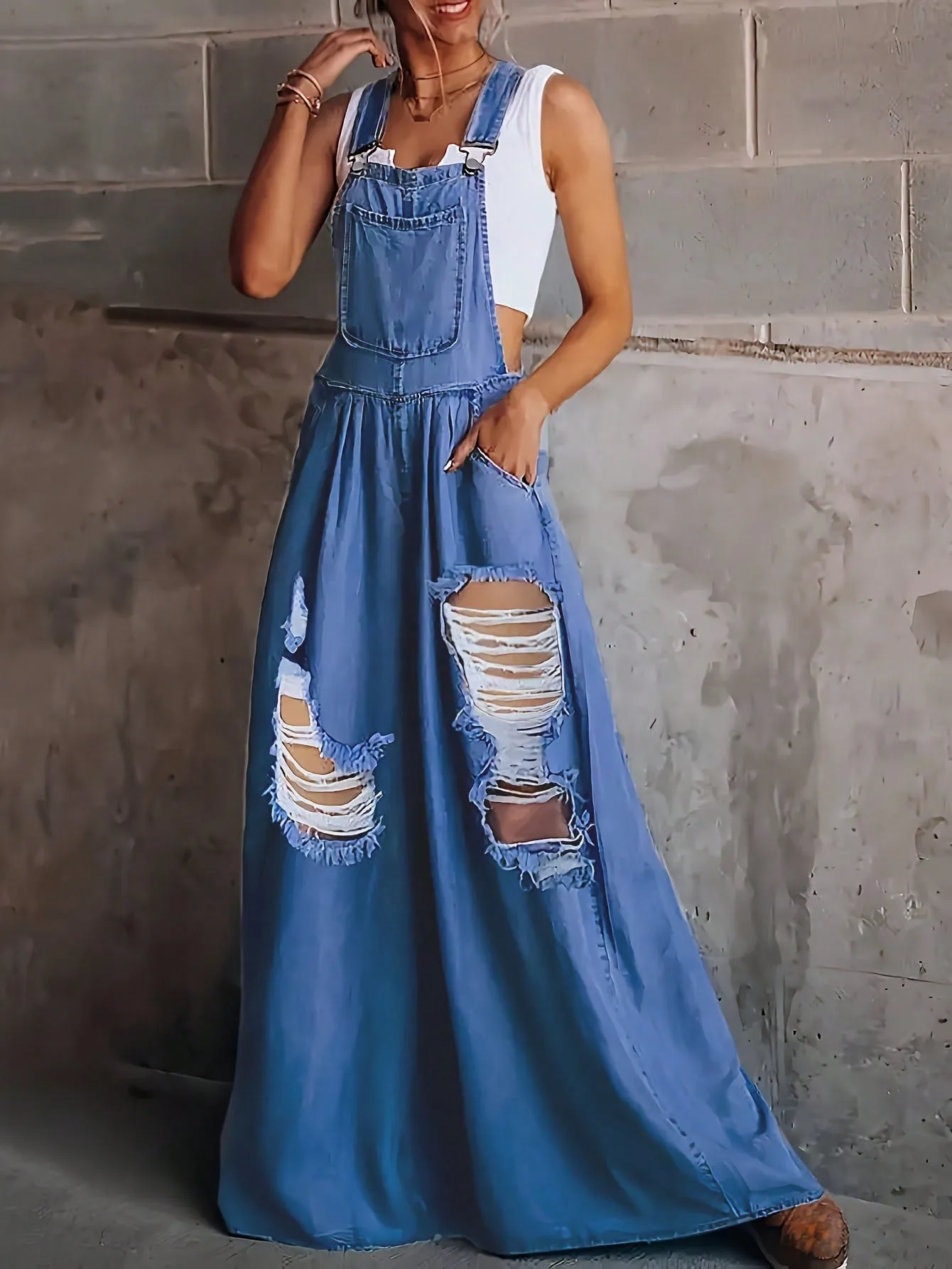 Cowgirl Up Distressed Overalls