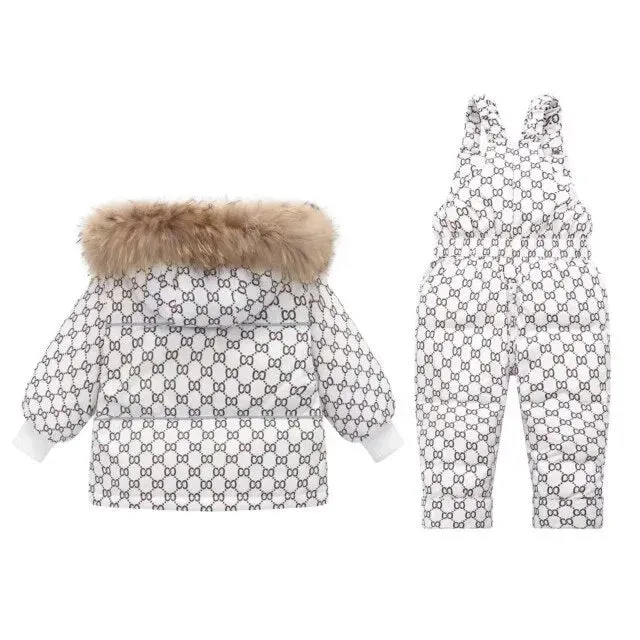 Cozy Geometric Duck Down Winter Jacket & Costume Set for Kids