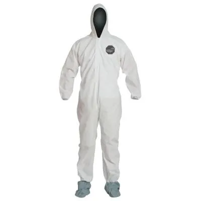 DuPont™ Proshield 10 Coveralls White with Attached Hood and Boots, White, Medium, PB122SW-MD