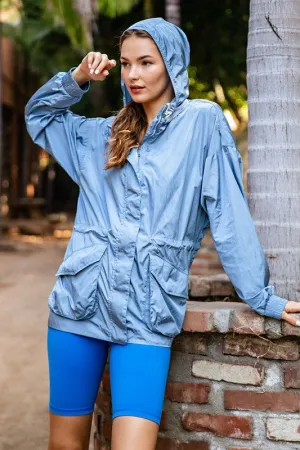 Dusty Blue Parachute Long Sleeves Jacket