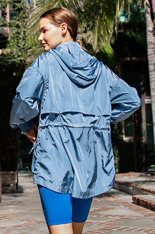 Dusty Blue Parachute Long Sleeves Jacket
