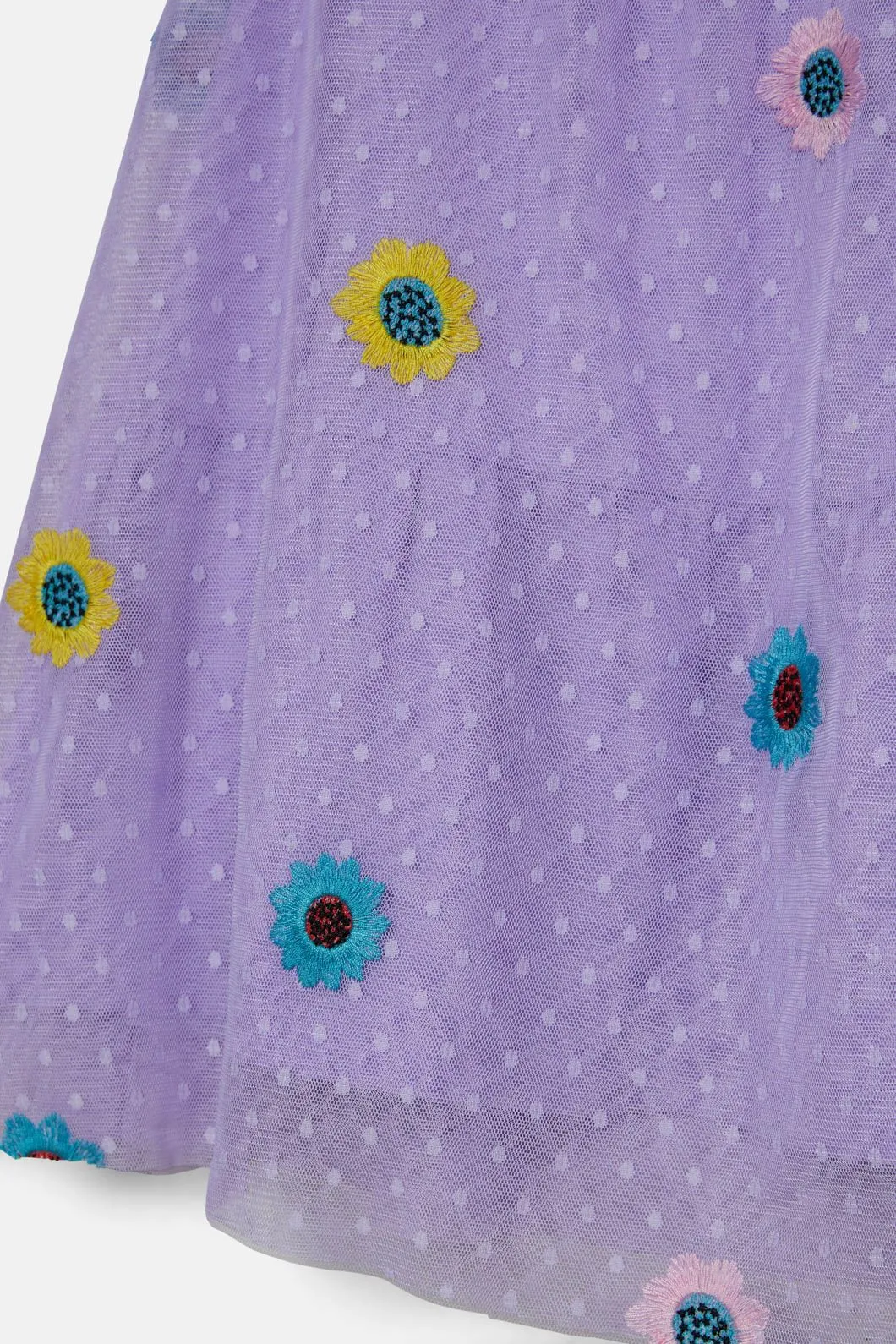 Flower Cup Emb Kids Mesh Dress